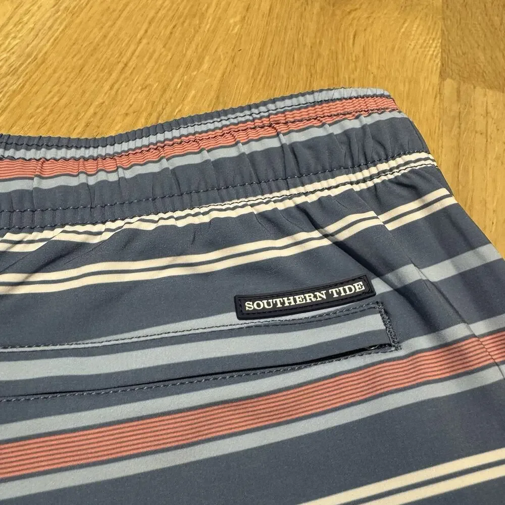 Southern Tide Swim Trunks Men’s XXL Breton Stripe Blue Board Shorts NWT